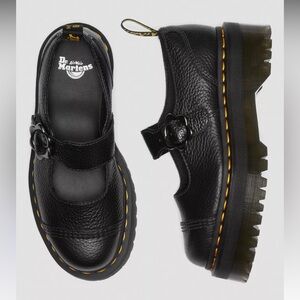 Dr Martens ADDINA FLOWER BUCKLE LEATHER PLATFORM SHOES size 8
